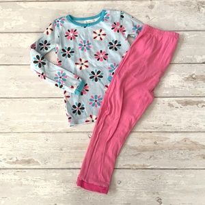 Carters 4T Girls Pajamas Set Kids Toddler Pjs Pink Blue Flowers Thermal Top